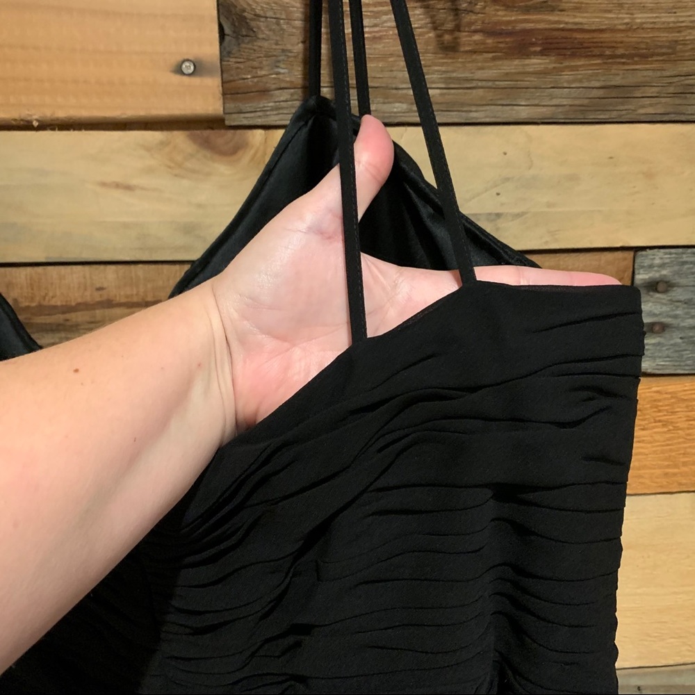 Carmen Marc Valvo Black Formal Knee Length Spaghetti Strap Gown - Plus Size - Picture 11 of 12